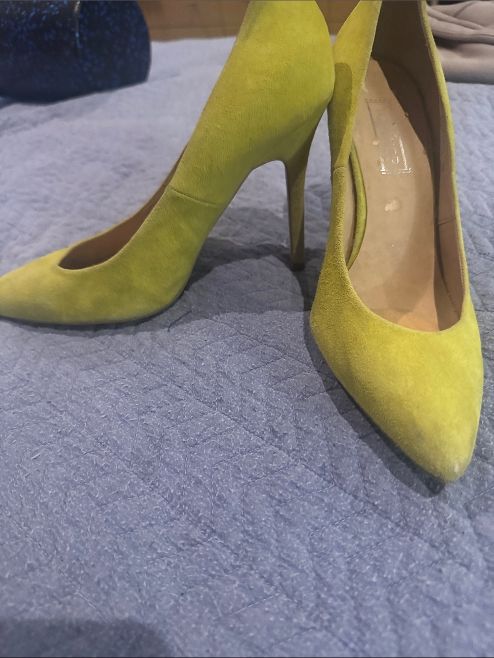 Topshop Lime Green Suede Pointed-Toe Heels
